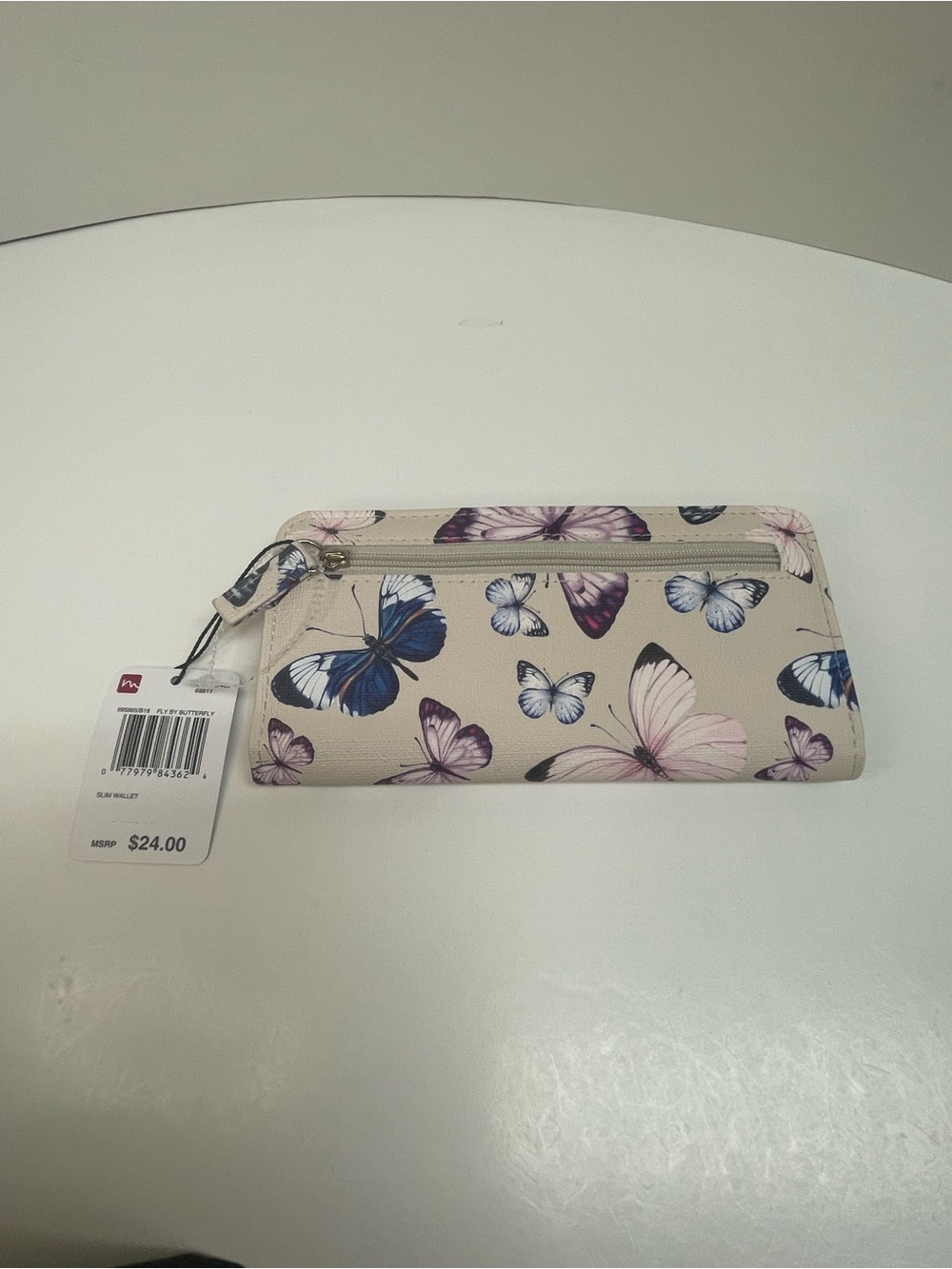 Wallet with Pink Purple and Blue Butterfly Print NWT